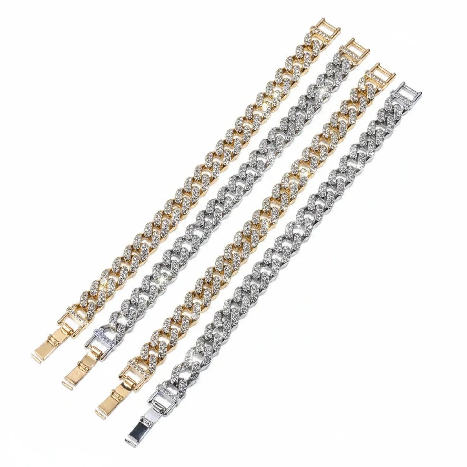 Double-Row Fully Jeweled Cuban Chain Bracelet