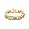 Double-Row Fully Jeweled Cuban Chain Bracelet