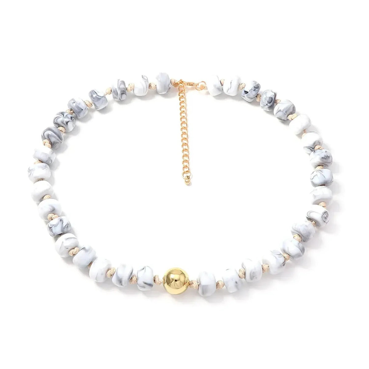 Dyed Resin Round Flat Bead Necklace