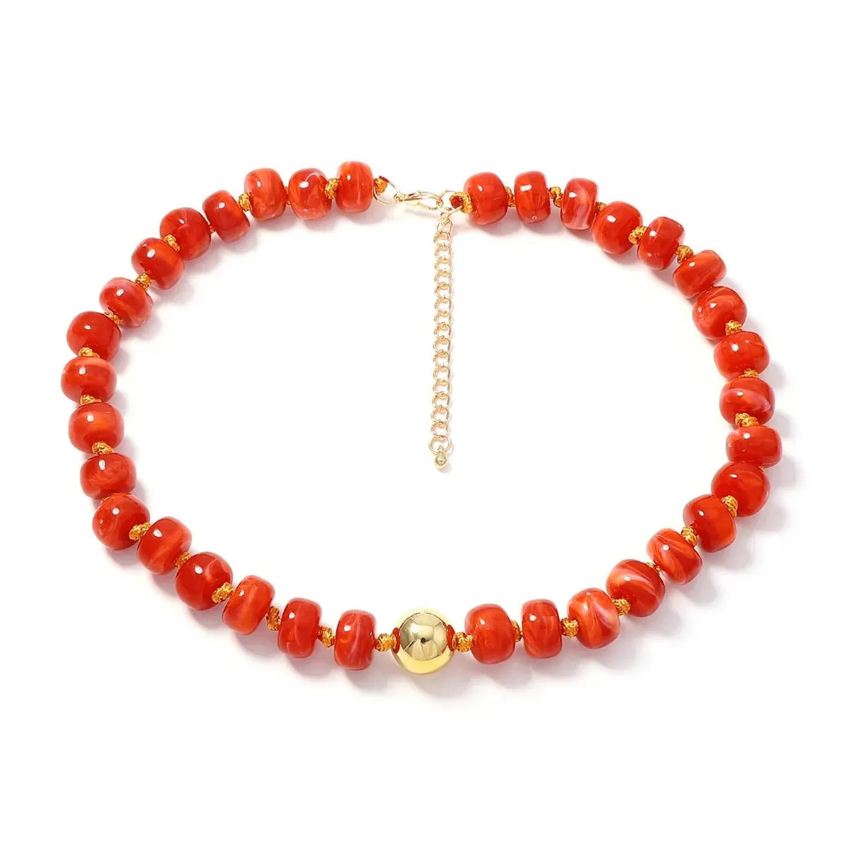 Dyed Resin Round Flat Bead Necklace