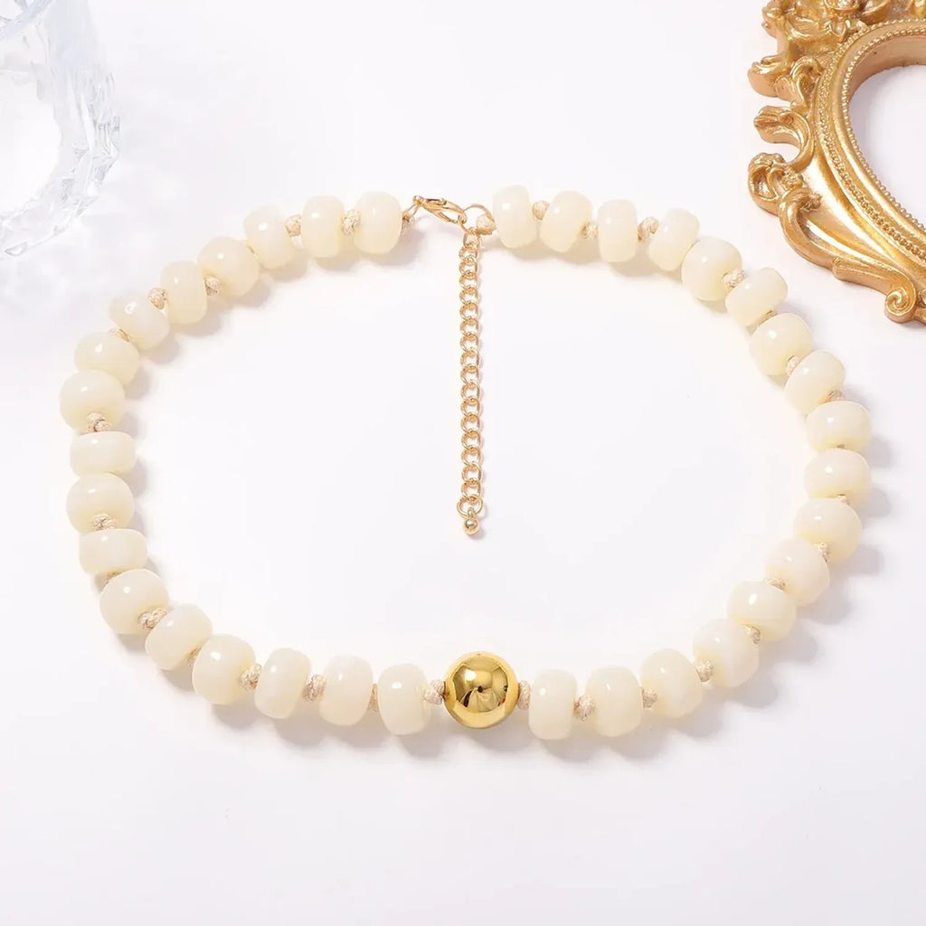 Dyed Resin Round Flat Bead Necklace