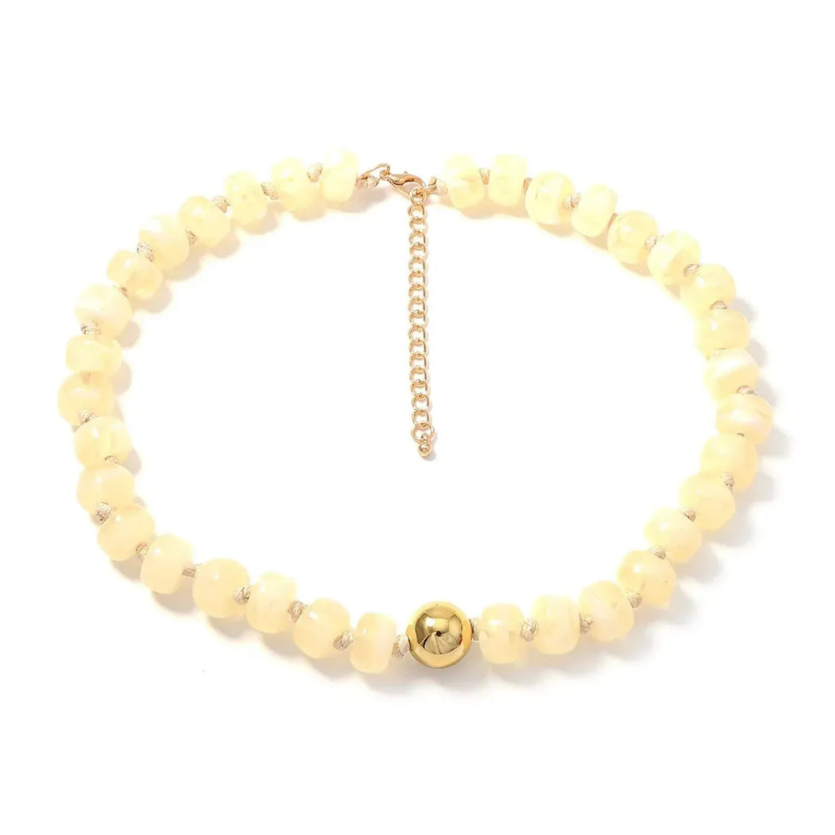 Dyed Resin Round Flat Bead Necklace