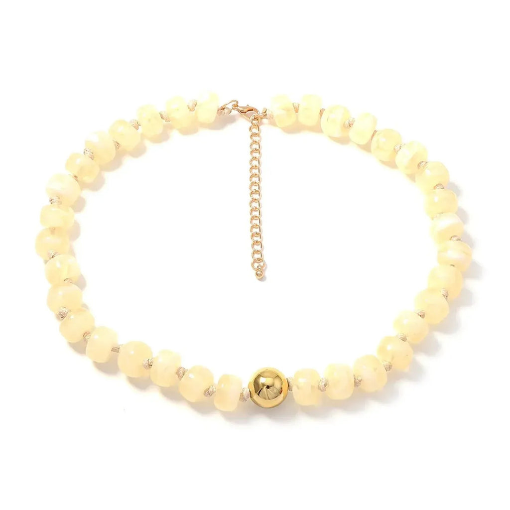 Dyed Resin Round Flat Bead Necklace