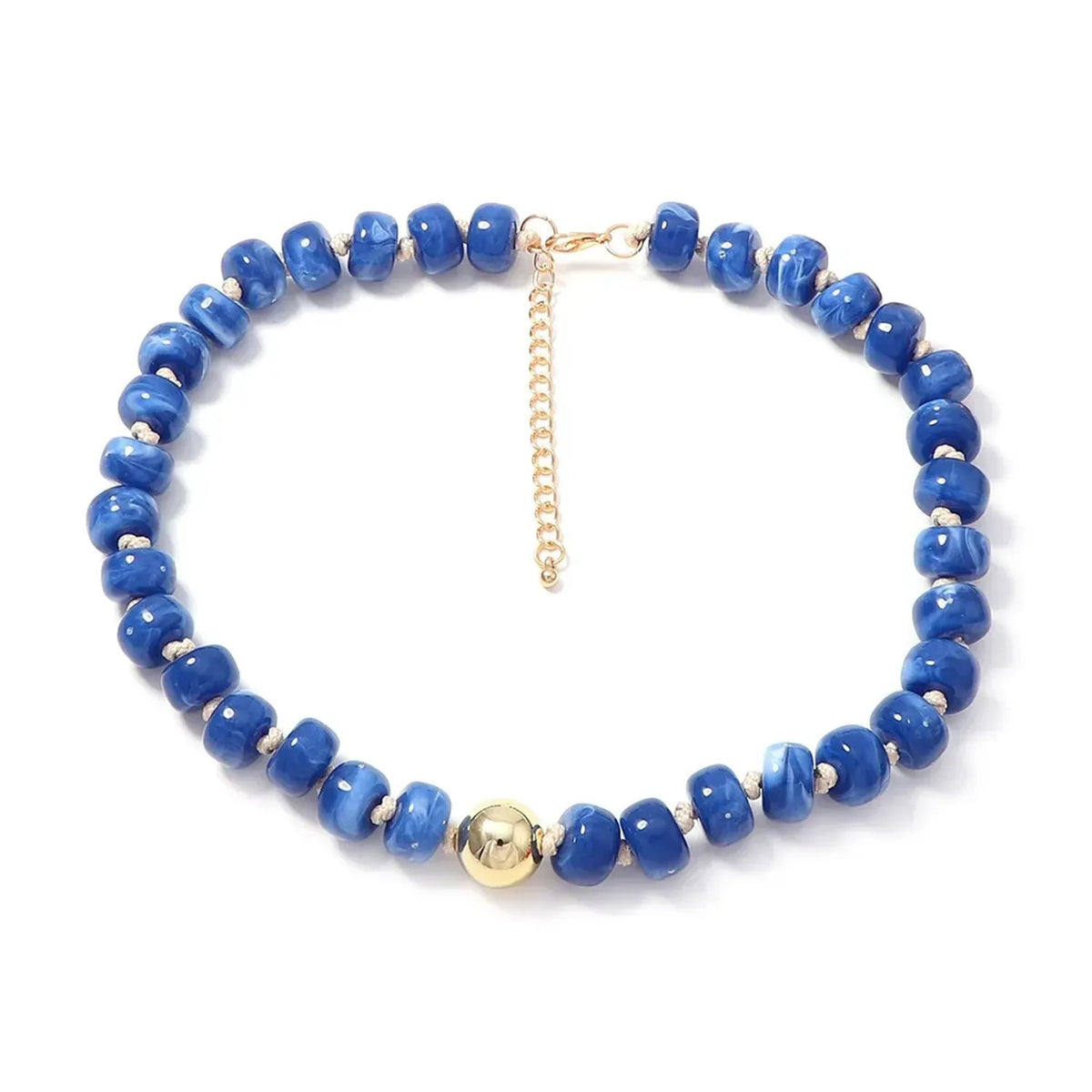 Dyed Resin Round Flat Bead Necklace