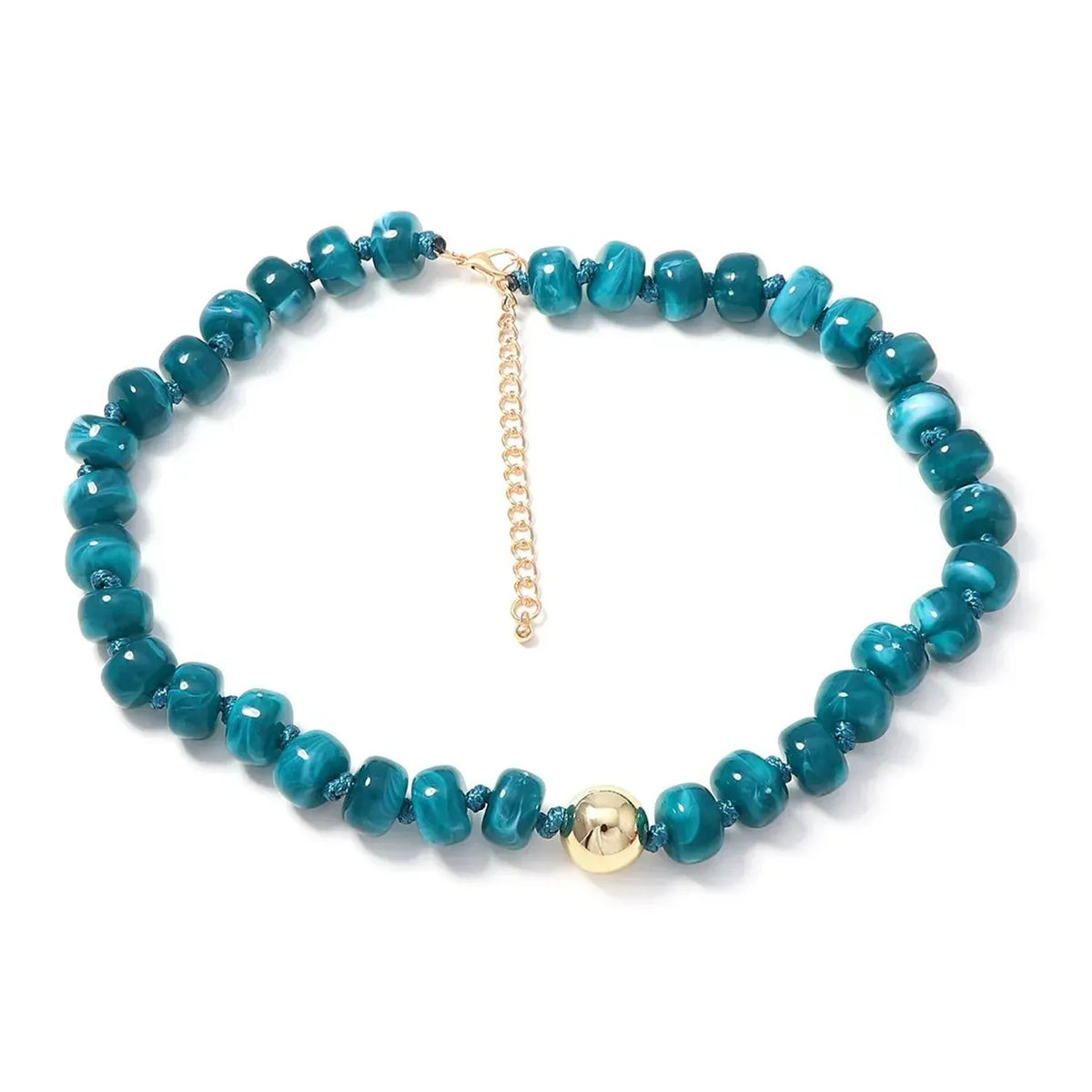 Dyed Resin Round Flat Bead Necklace