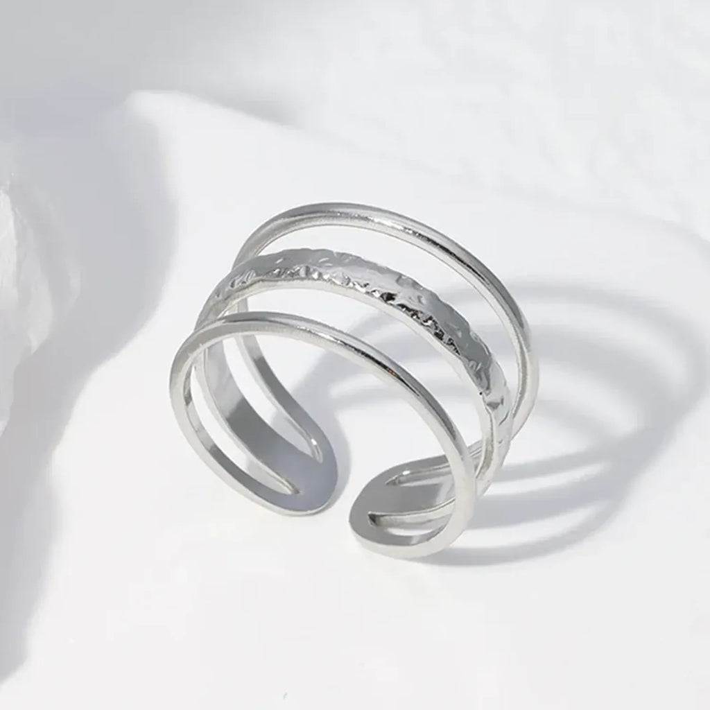 European And American Cross-Border Titanium Steel Ring For Women Leaf Heart Shape Niche Simple Non-Fading Open Stainless Steel Ring Wholesale