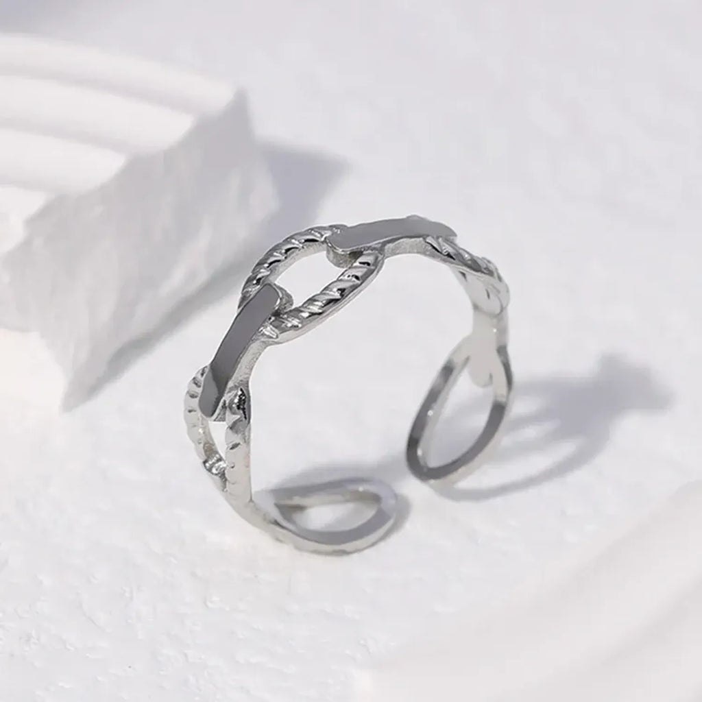 European And American Cross-Border Titanium Steel Ring For Women Leaf Heart Shape Niche Simple Non-Fading Open Stainless Steel Ring Wholesale