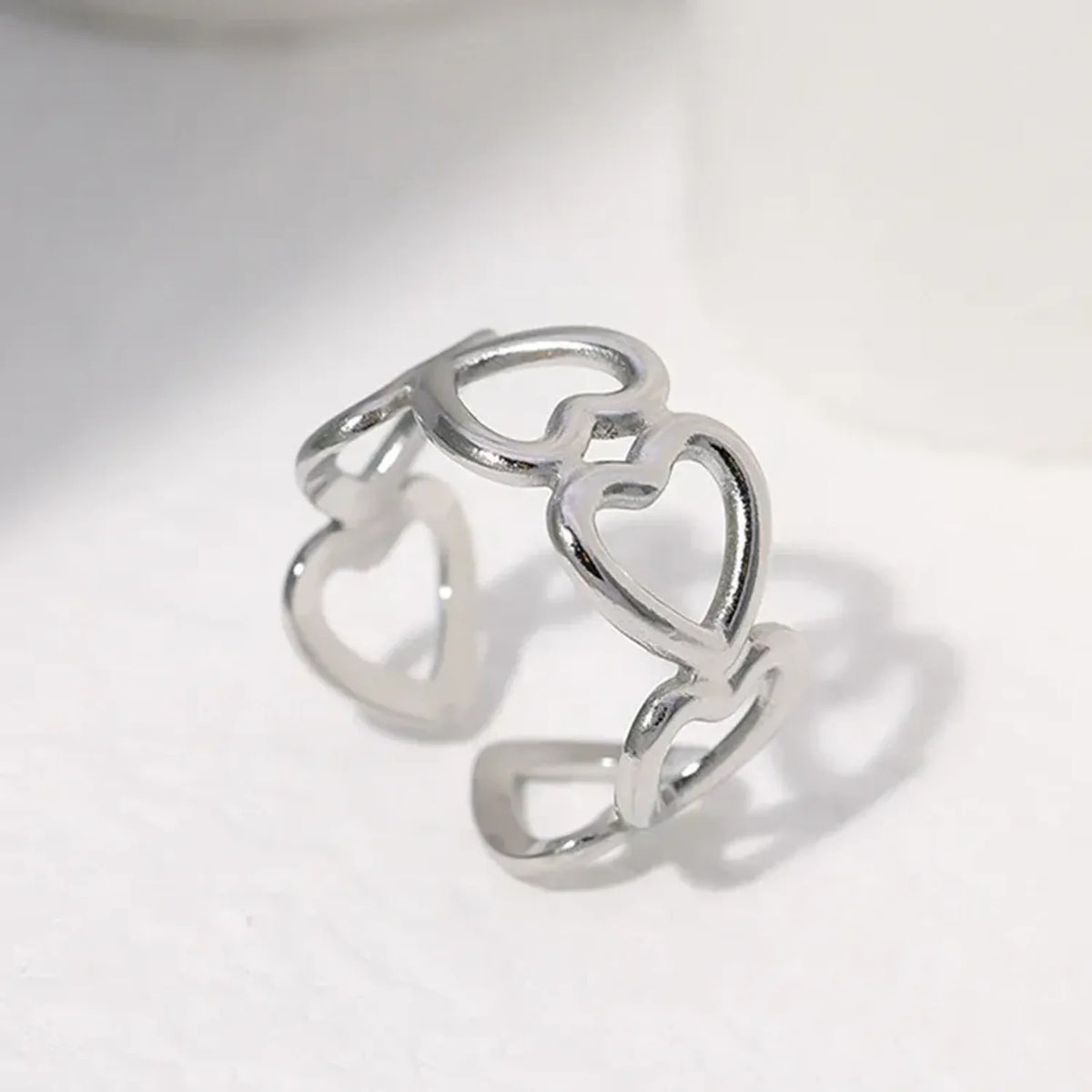 European And American Cross-Border Titanium Steel Ring For Women Leaf Heart Shape Niche Simple Non-Fading Open Stainless Steel Ring Wholesale