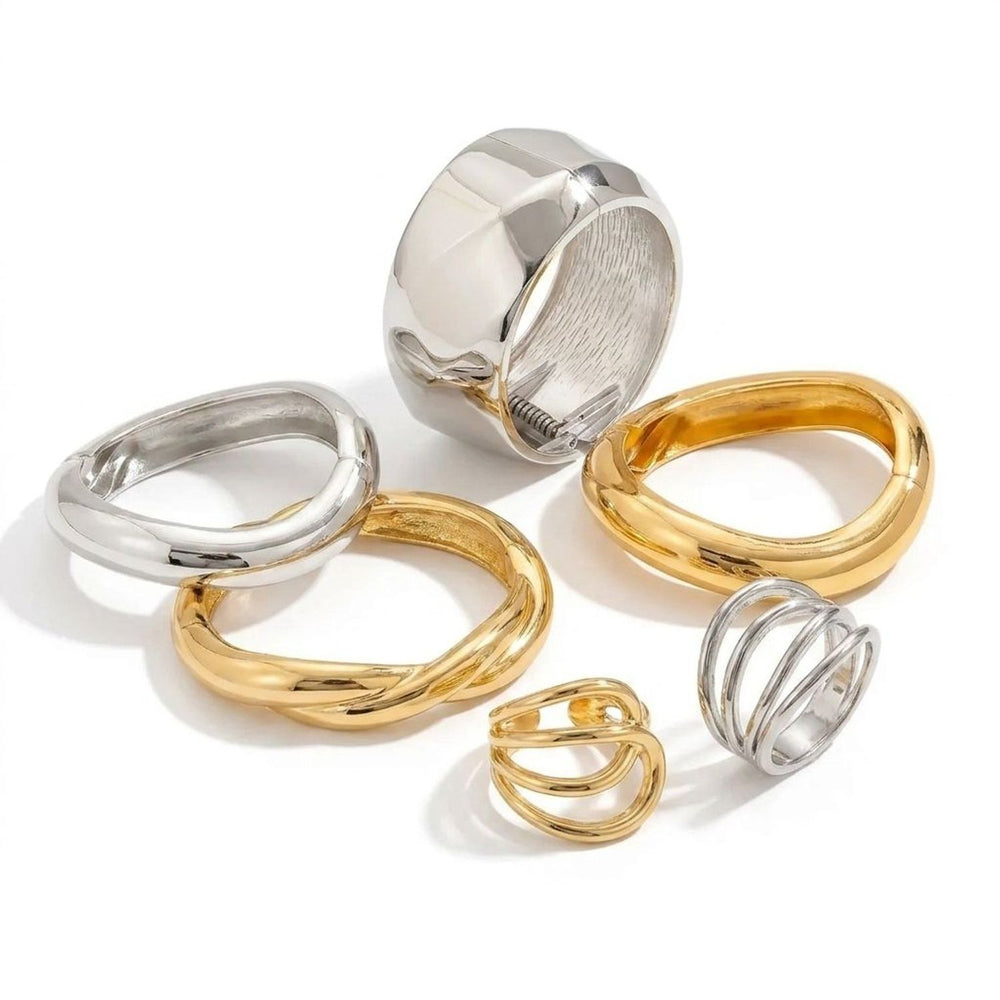 Exaggerated Glossy Wide Open Bangle Bracelet for Women