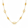 Faceted Glass Stone Collarbone Gold Necklace for Women, Tarnish-Free Stainless Steel