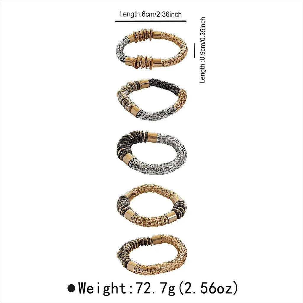 Fashionable Elegant Mixed-color Metal Bracelet Set