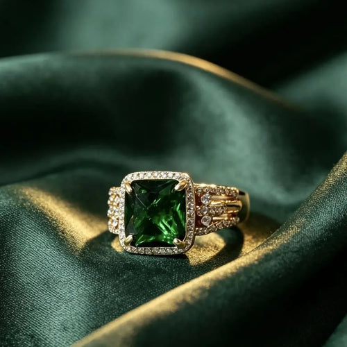 Fashionable Full-Crystal Square Sugar Ring For Women