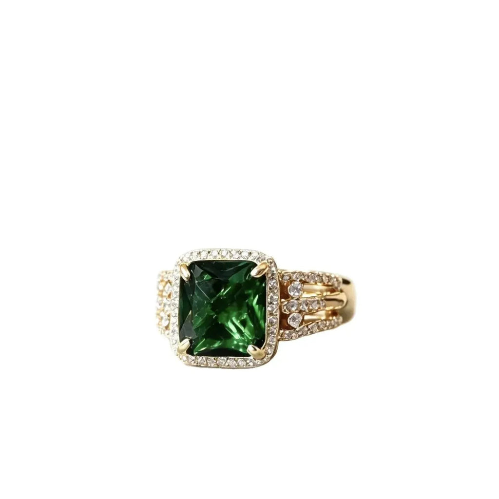 Fashionable Full-Crystal Square Sugar Ring For Women