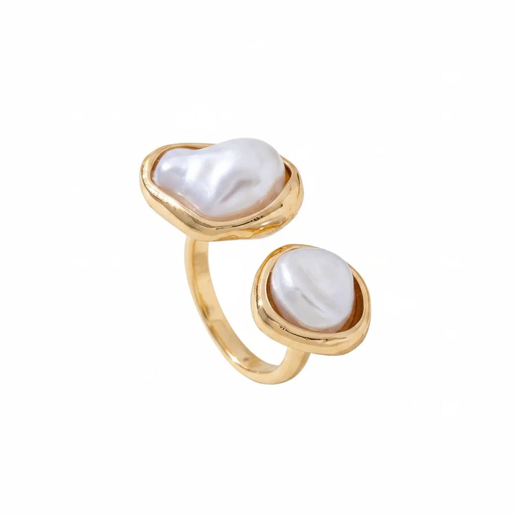 Faux Baroque Pearl Open Ring — Light Luxury