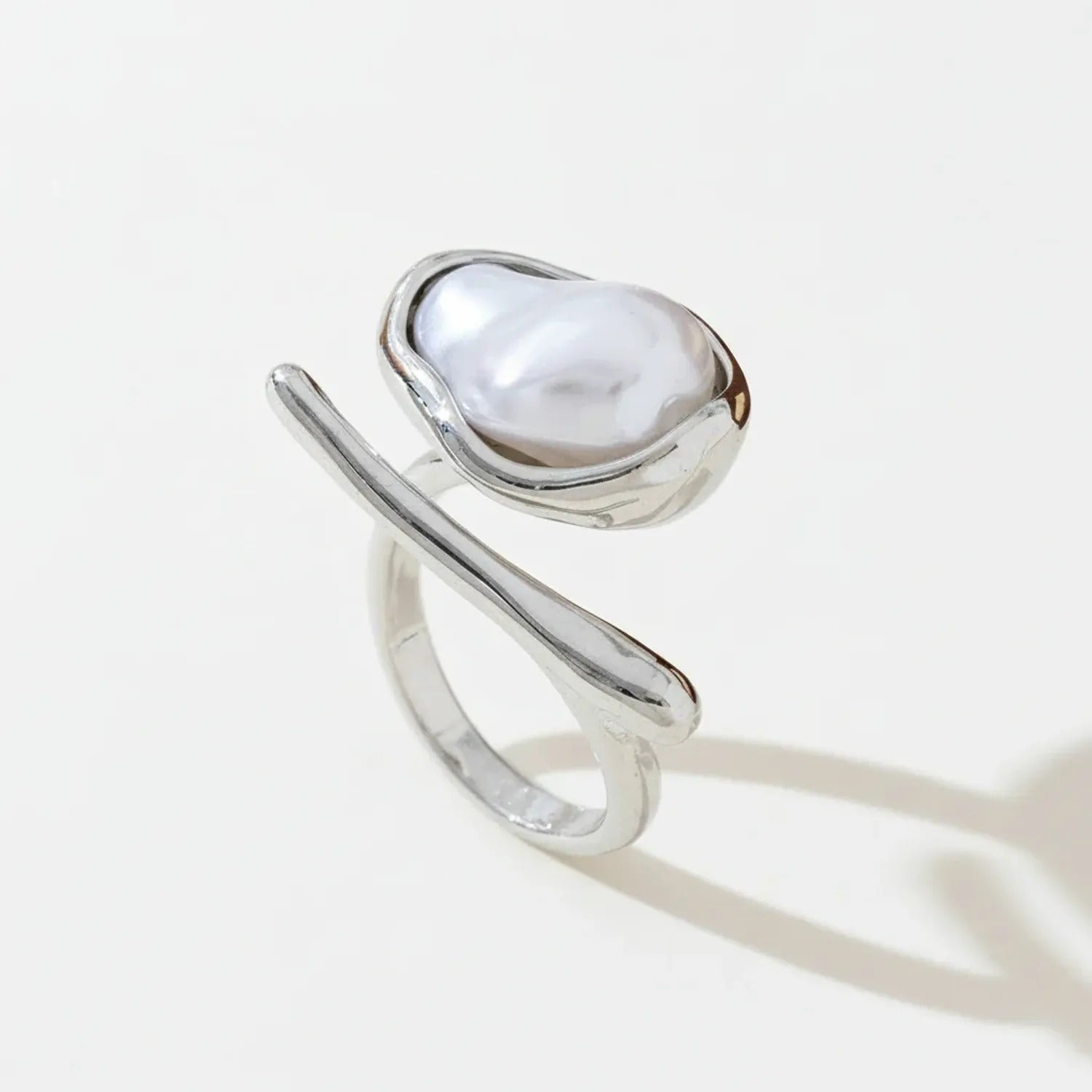 Faux Baroque Pearl Open Ring — Light Luxury