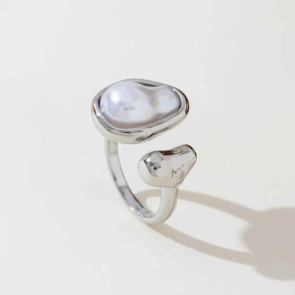 Faux Baroque Pearl Open Ring — Light Luxury