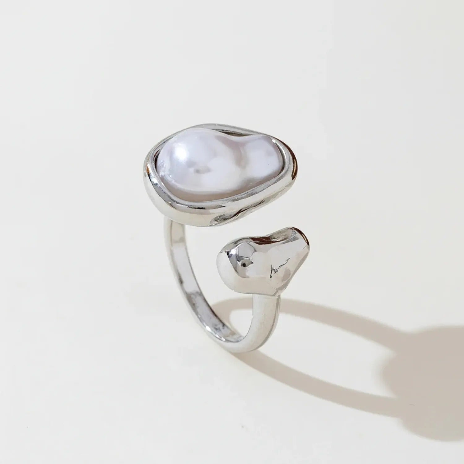 Faux Baroque Pearl Open Ring — Light Luxury