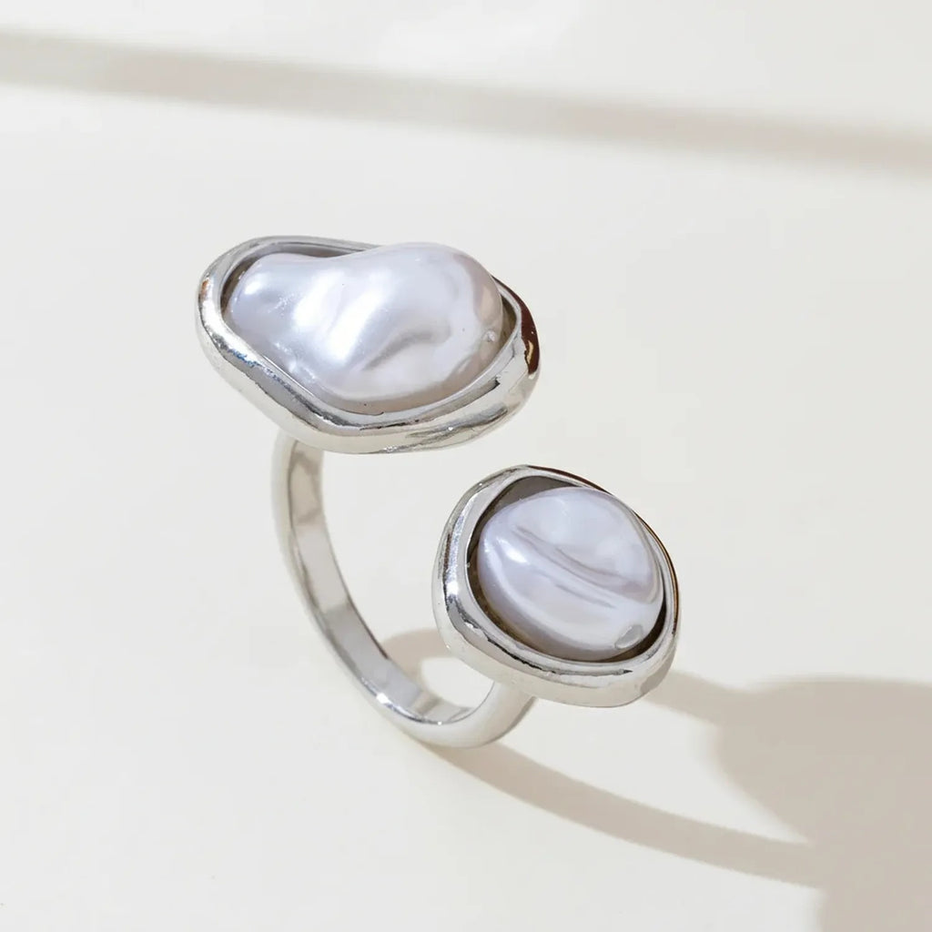 Faux Baroque Pearl Open Ring — Light Luxury