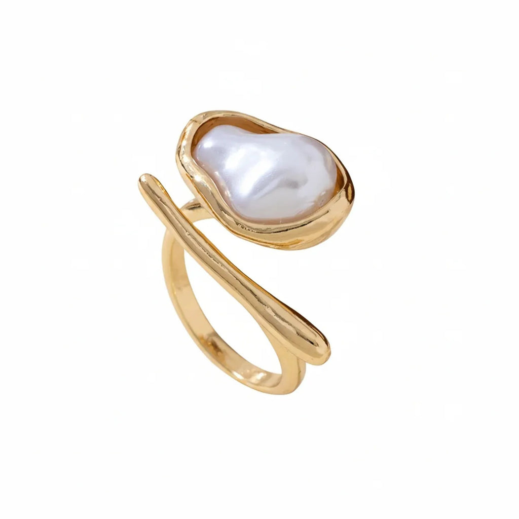 Faux Baroque Pearl Open Ring — Light Luxury
