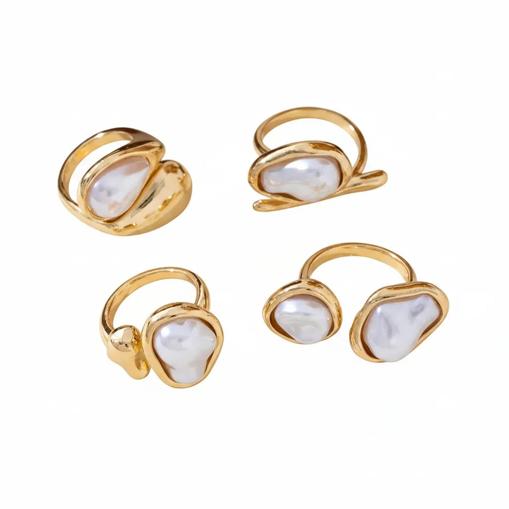 Faux Baroque Pearl Open Ring — Light Luxury