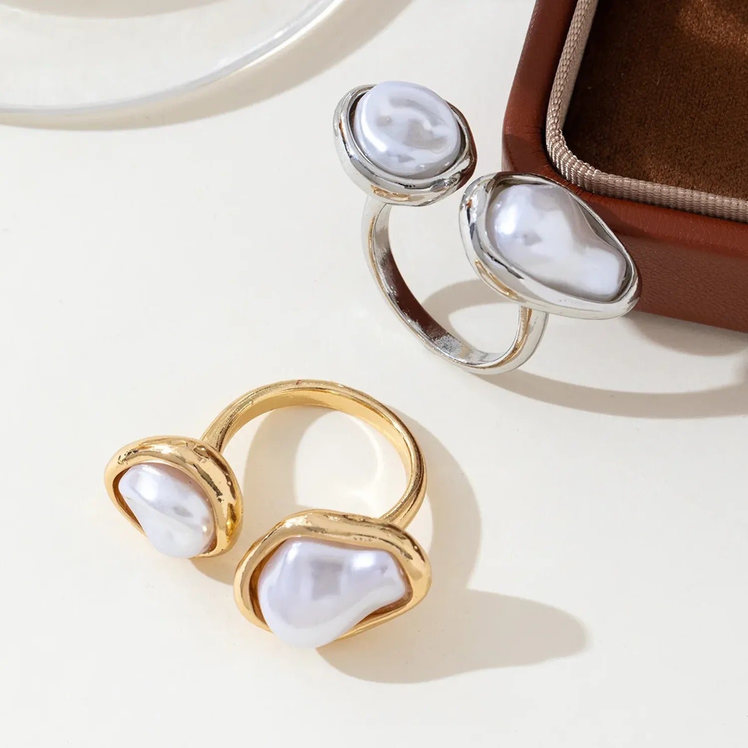 Faux Baroque Pearl Open Ring — Light Luxury