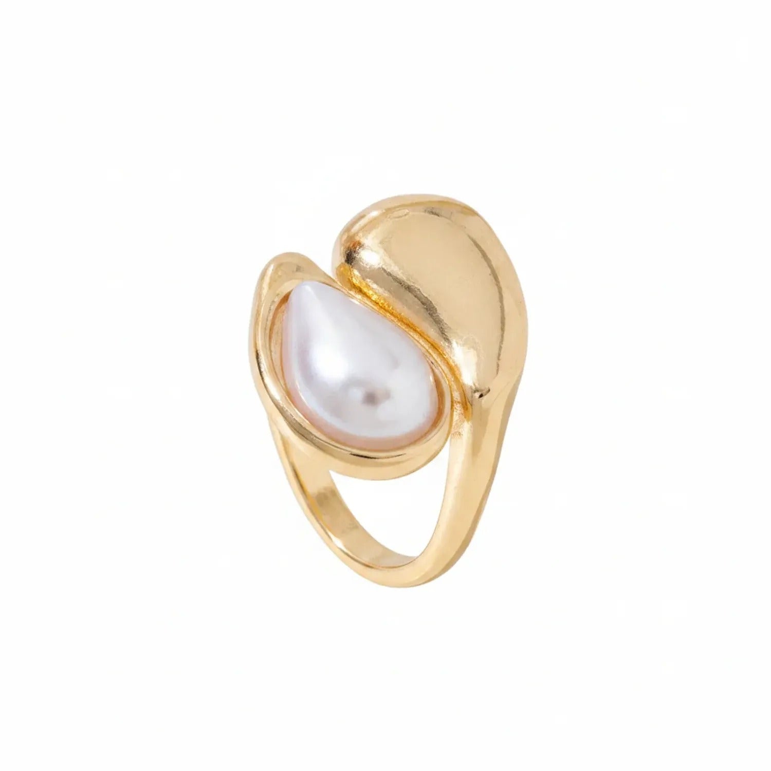 Faux Baroque Pearl Open Ring — Light Luxury