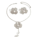 Flower Pearl Necklace & Earrings Set