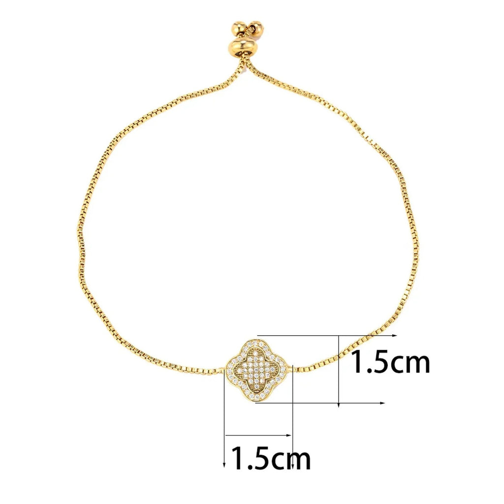 Four-Leaf Clover Lucky Copper Chain Bracelet