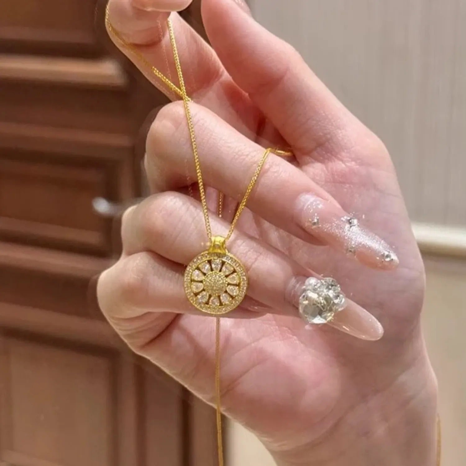 French Compass Rose Pendant Necklace