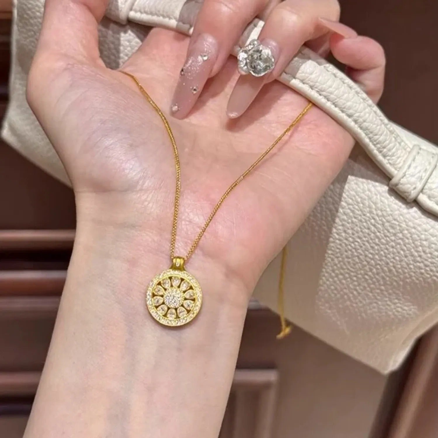 French Compass Rose Pendant Necklace