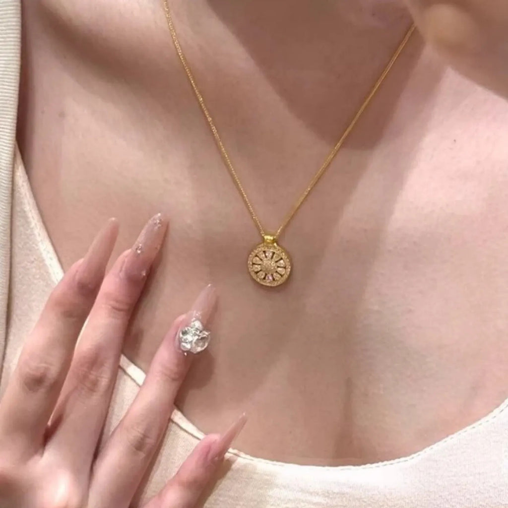 French Compass Rose Pendant Necklace