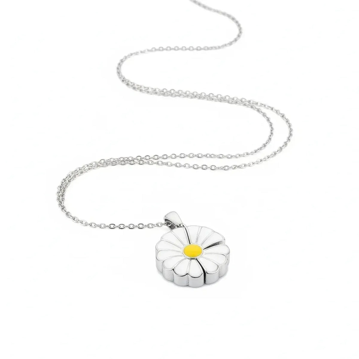 French Daisy Open Pendant Gold Necklace - Plated Brass Collarbone Chain