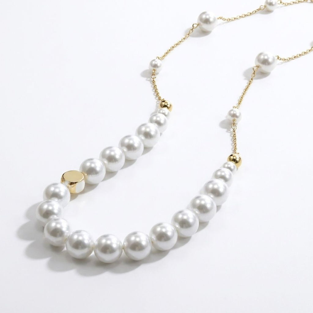 French Retro Faux Pearl Gold Chain Necklace for Women, 41-50cm — lifestyle