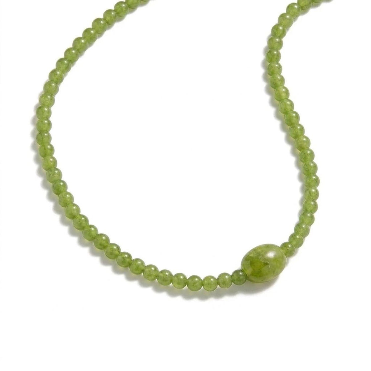 French Style Green Agate Beaded Clavicle Necklace for Women, Olive Green Choker