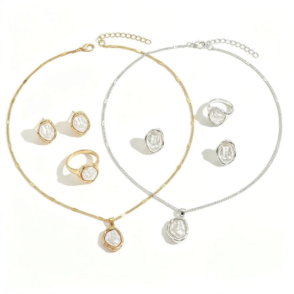 French Vintage Baroque Pearl Necklace and Earrings for Women Set — all variants