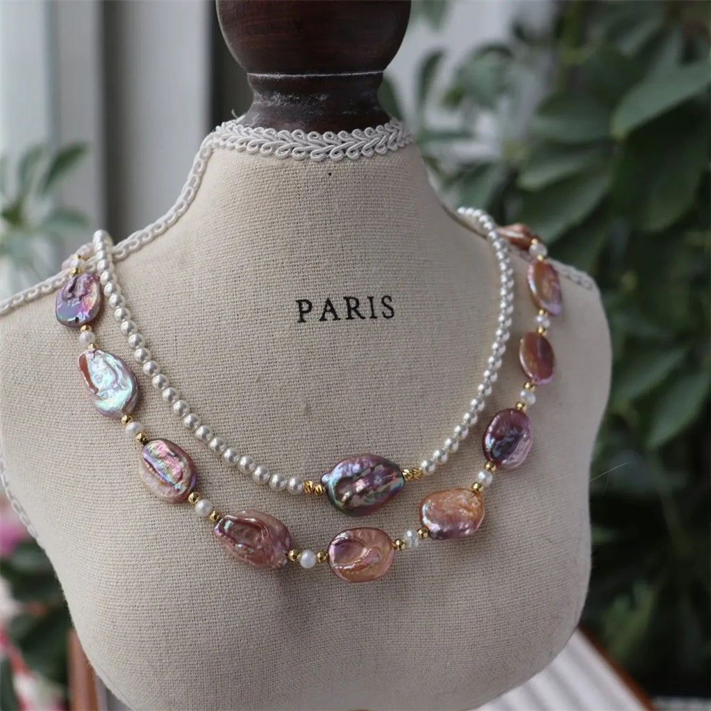 Freshwater Pearl & Natural Stone Clavicle Necklace