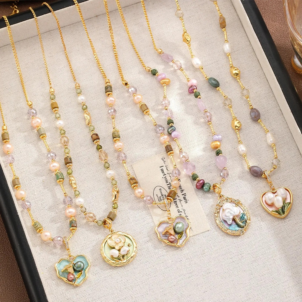 Freshwater Pearl & Natural Stone Necklace – Neo-Chinese Style