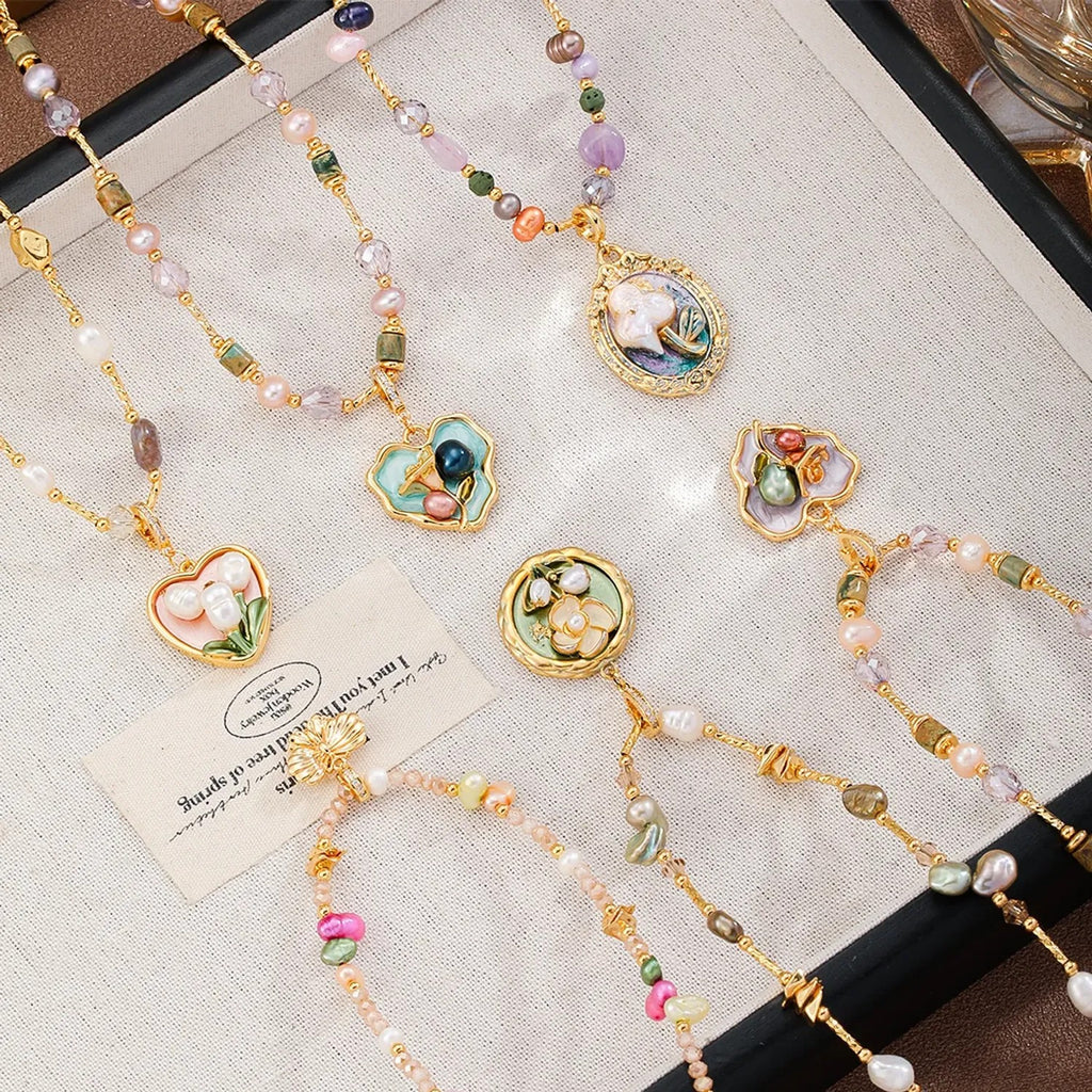 Freshwater Pearl & Natural Stone Necklace – Neo-Chinese Style