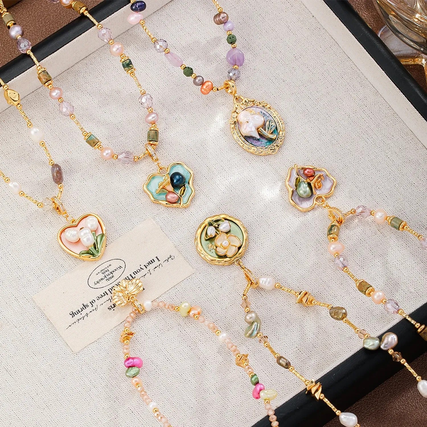 Freshwater Pearl & Natural Stone Necklace – Neo-Chinese Style