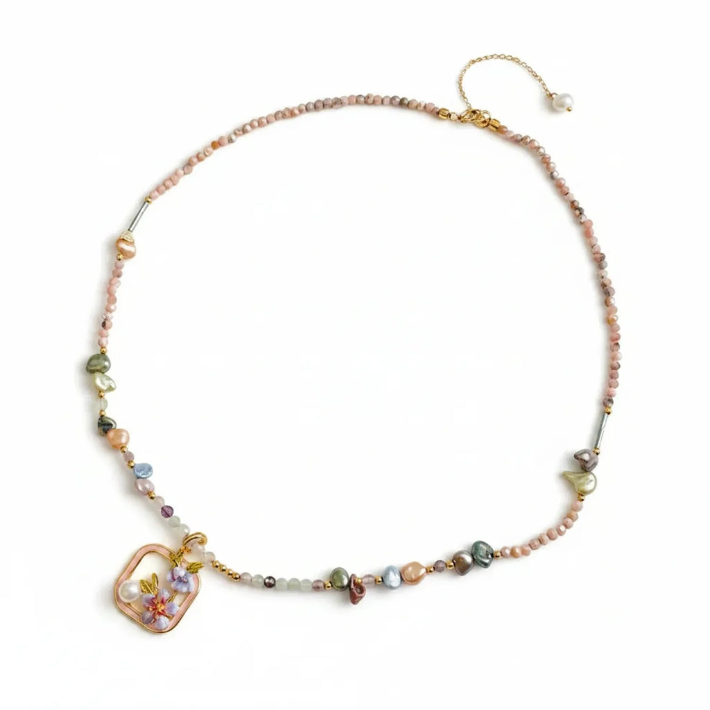 Freshwater Pearl & Natural Stone Necklace – Neo-Chinese Style