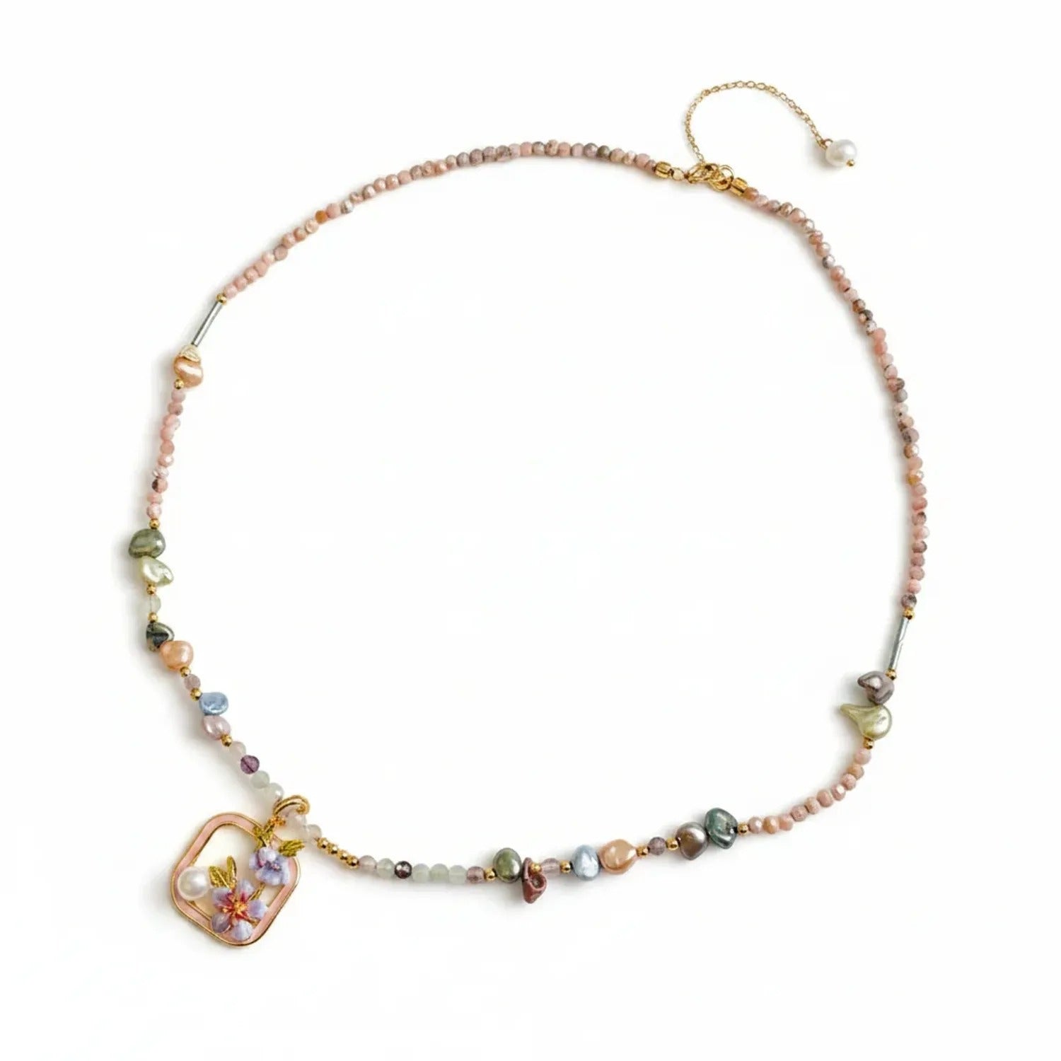 Freshwater Pearl & Natural Stone Necklace – Neo-Chinese Style