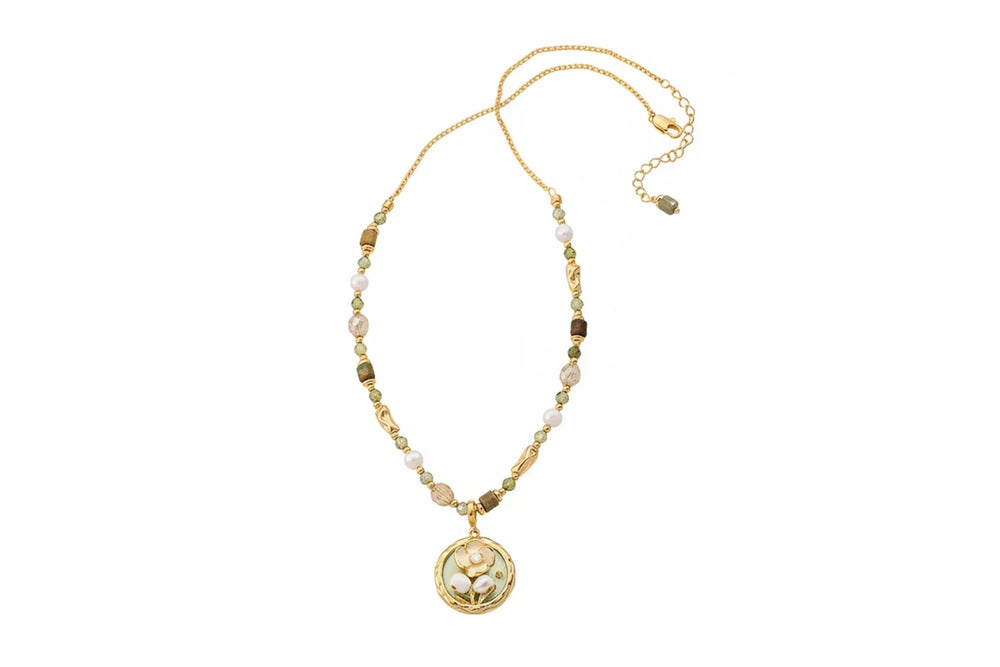 Freshwater Pearl & Natural Stone Necklace – Neo-Chinese Style