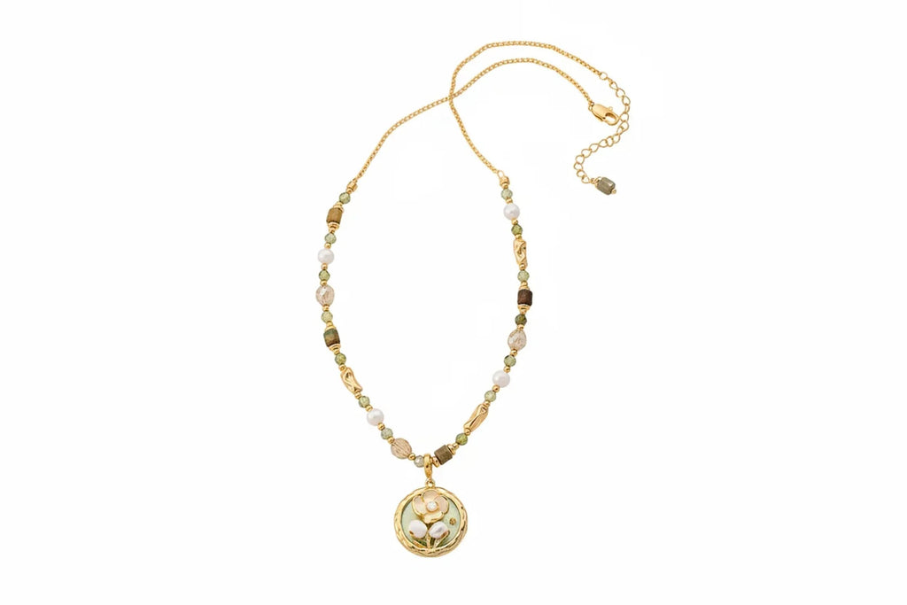 Freshwater Pearl & Natural Stone Necklace – Neo-Chinese Style