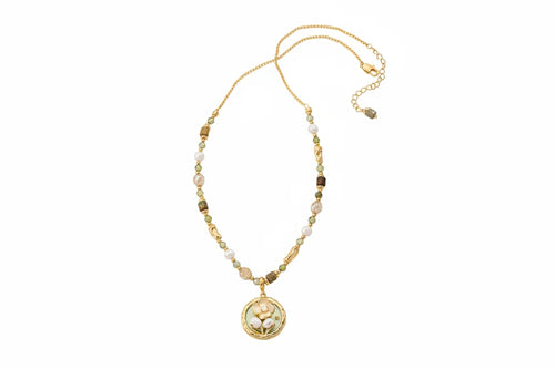 Freshwater Pearl & Natural Stone Necklace – Neo-Chinese Style