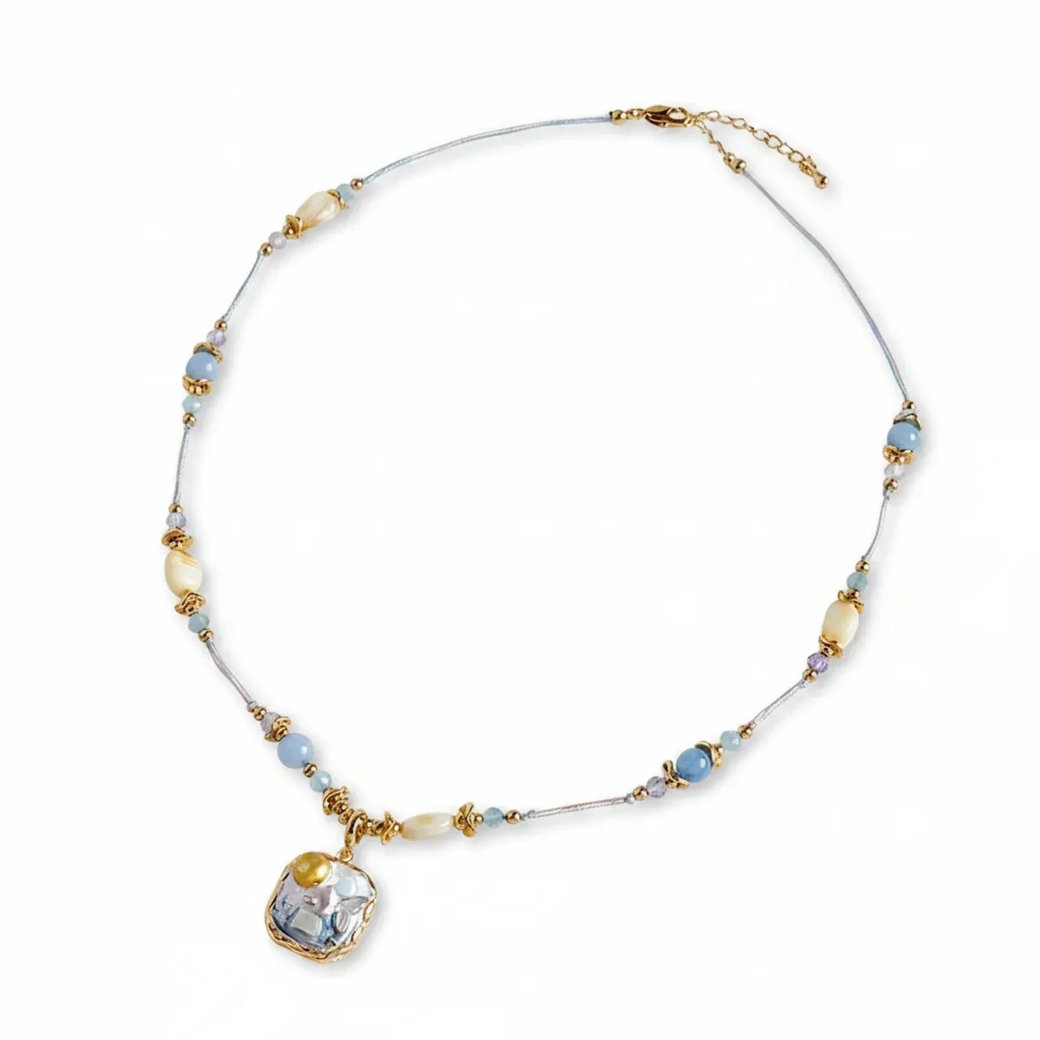 Freshwater Pearl & Natural Stone Necklace – Neo-Chinese Style