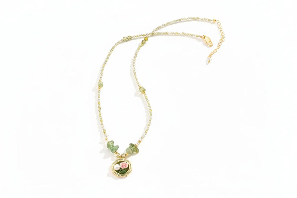 Freshwater Pearl & Natural Stone Necklace – Neo-Chinese Style