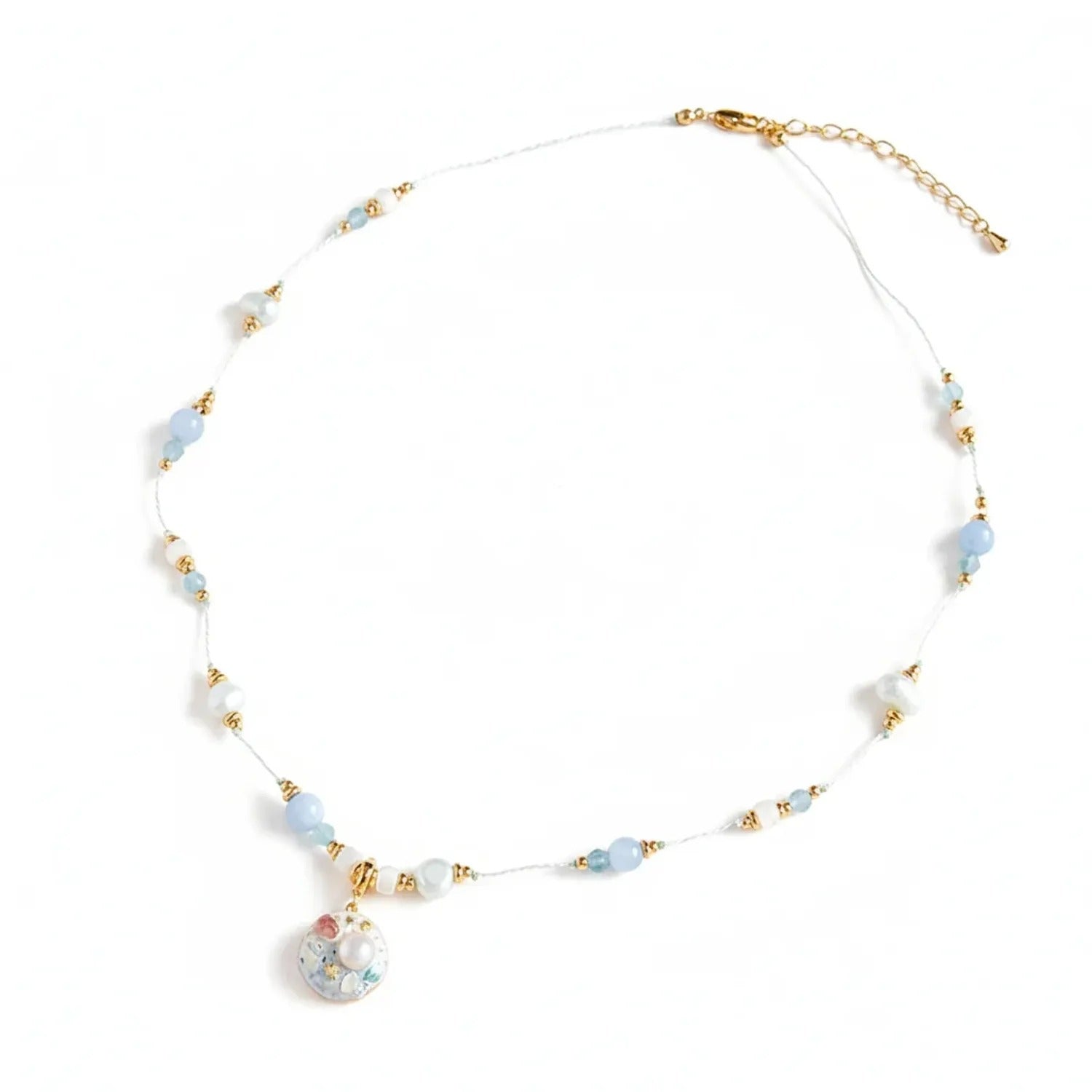 Freshwater Pearl & Natural Stone Necklace – Neo-Chinese Style