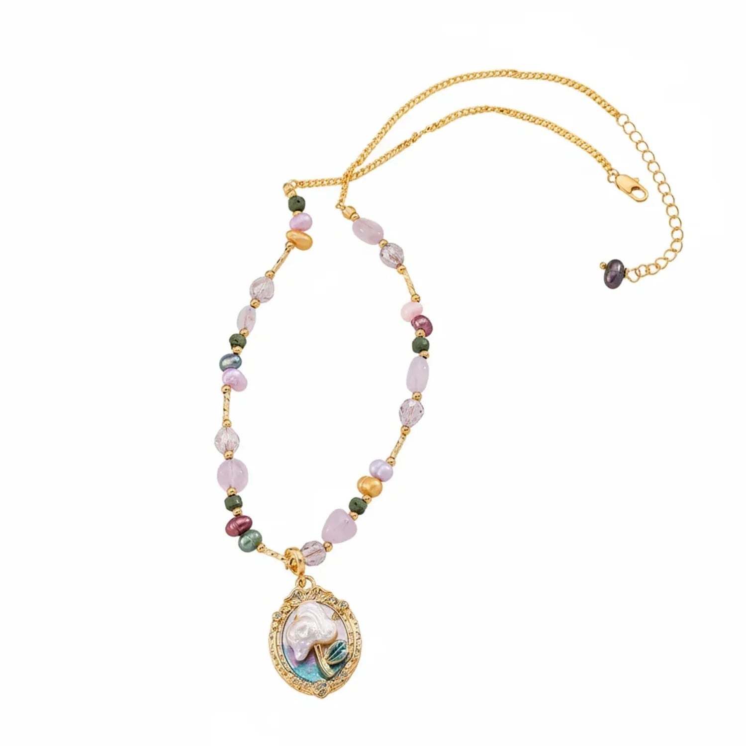 Freshwater Pearl & Natural Stone Necklace – Neo-Chinese Style