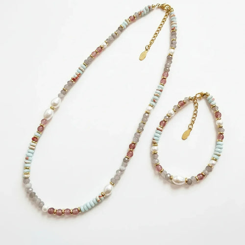 Freshwater Pearl & Natural Stone Necklace or Bracelet