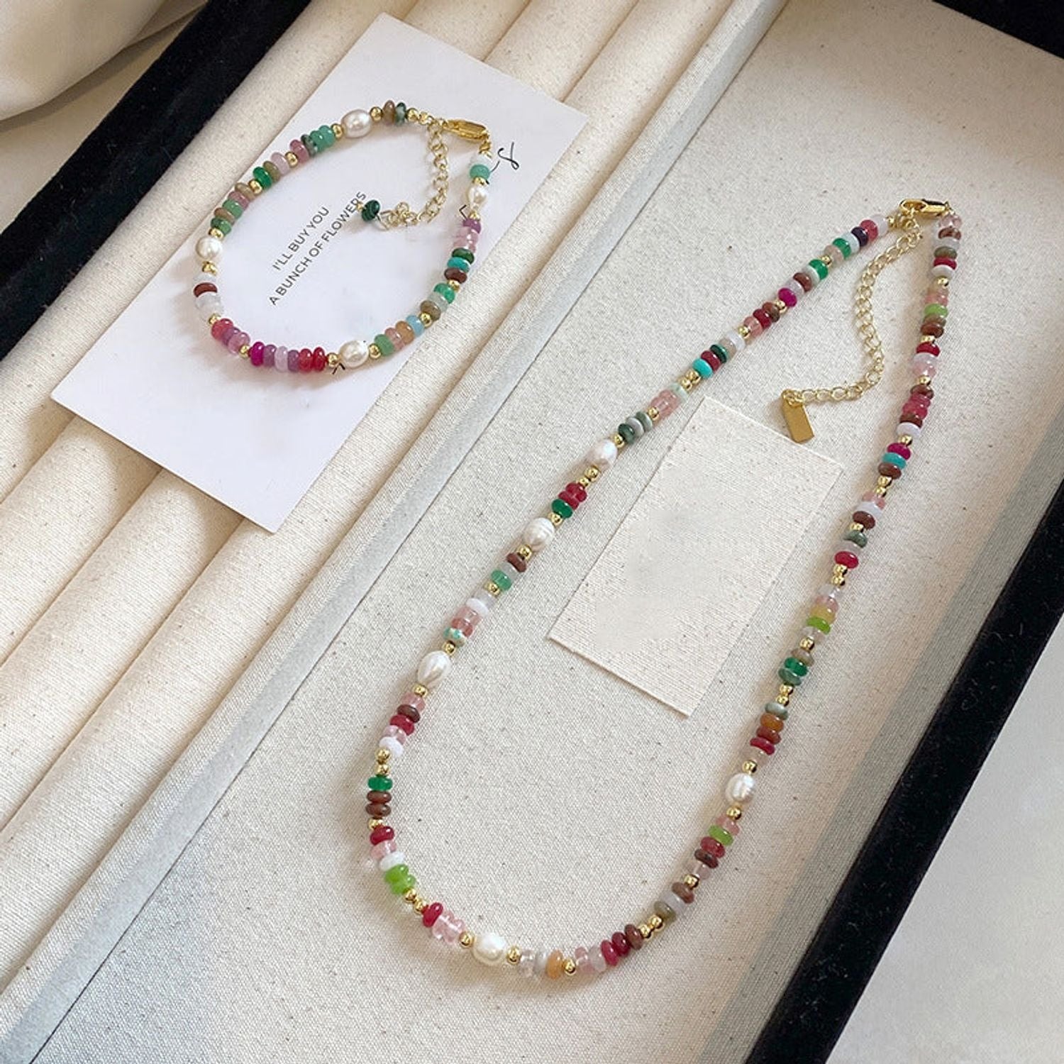 Freshwater Pearl & Natural Stone Necklace or Bracelet